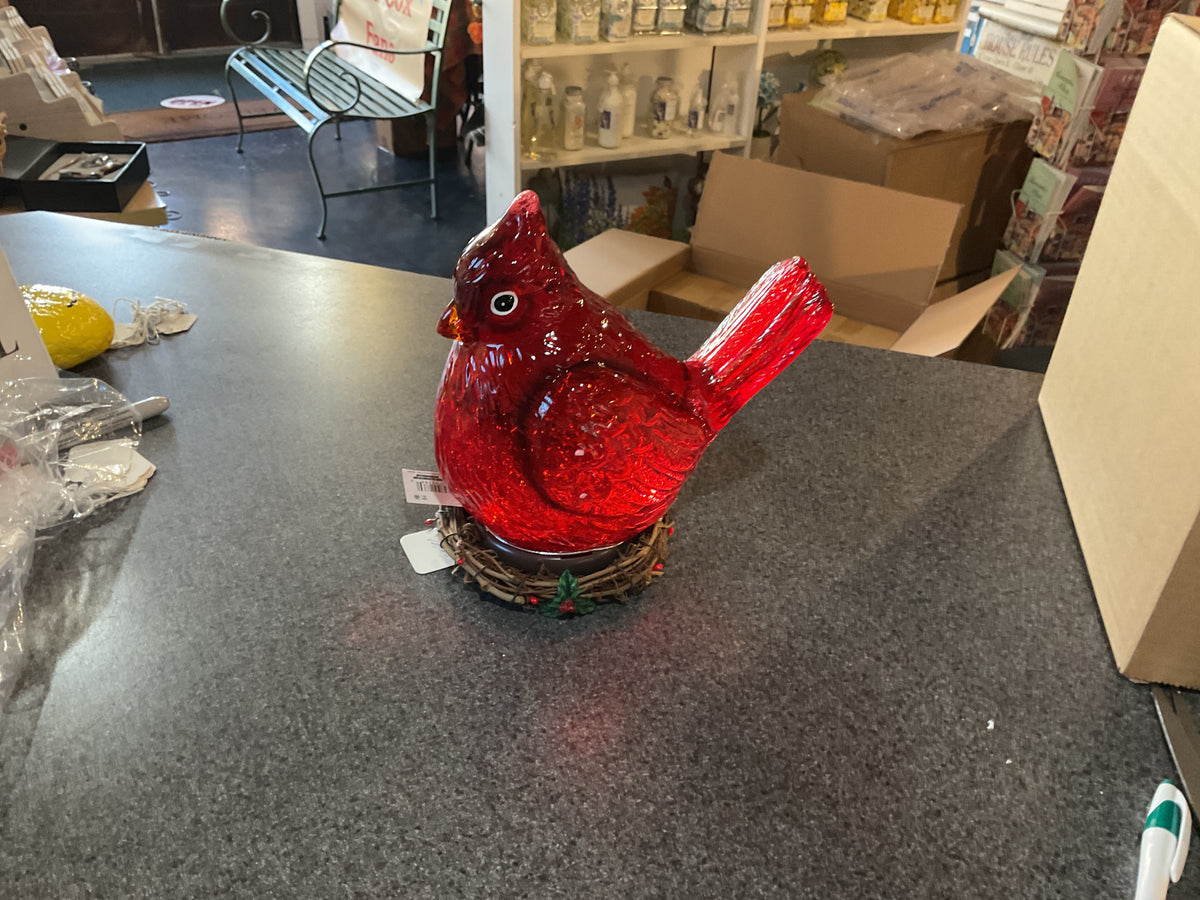 Lighted Swirl Cardinal in Nest