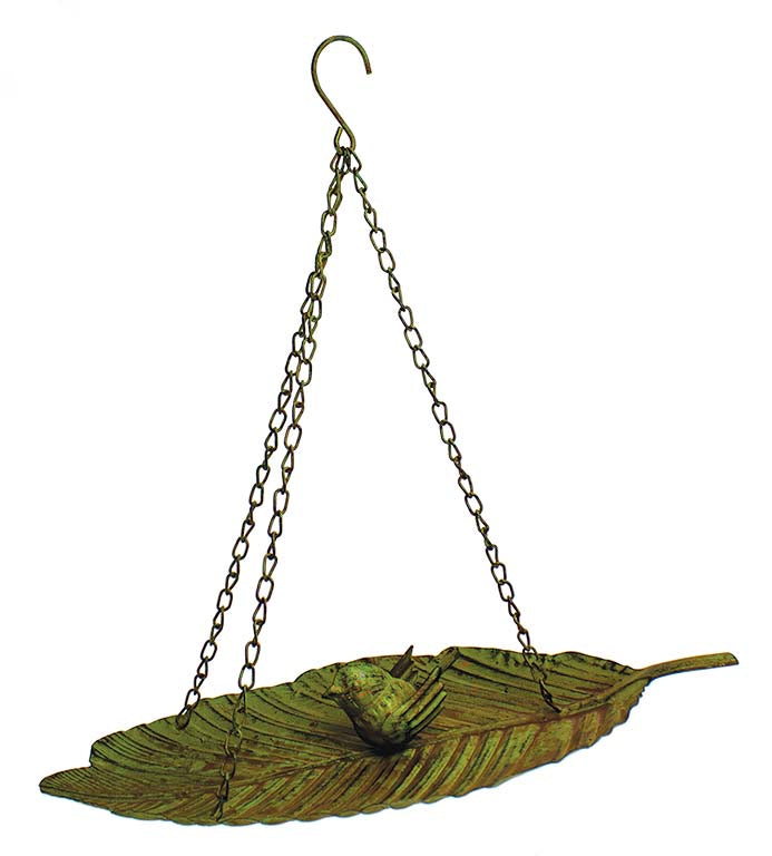 Ux7075 Bird on Leaf Birdbath