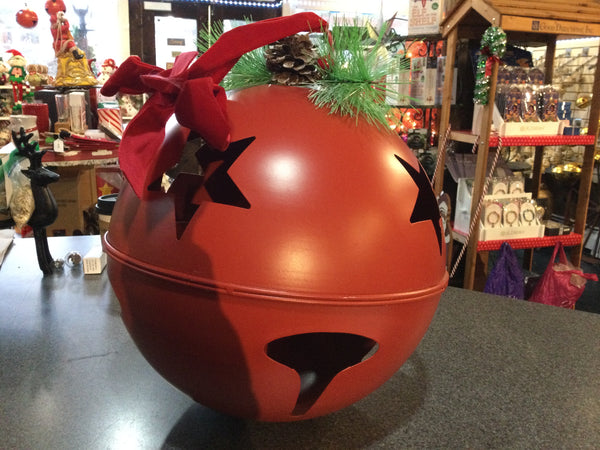 Large Red Ball with Cutouts & Pinecone