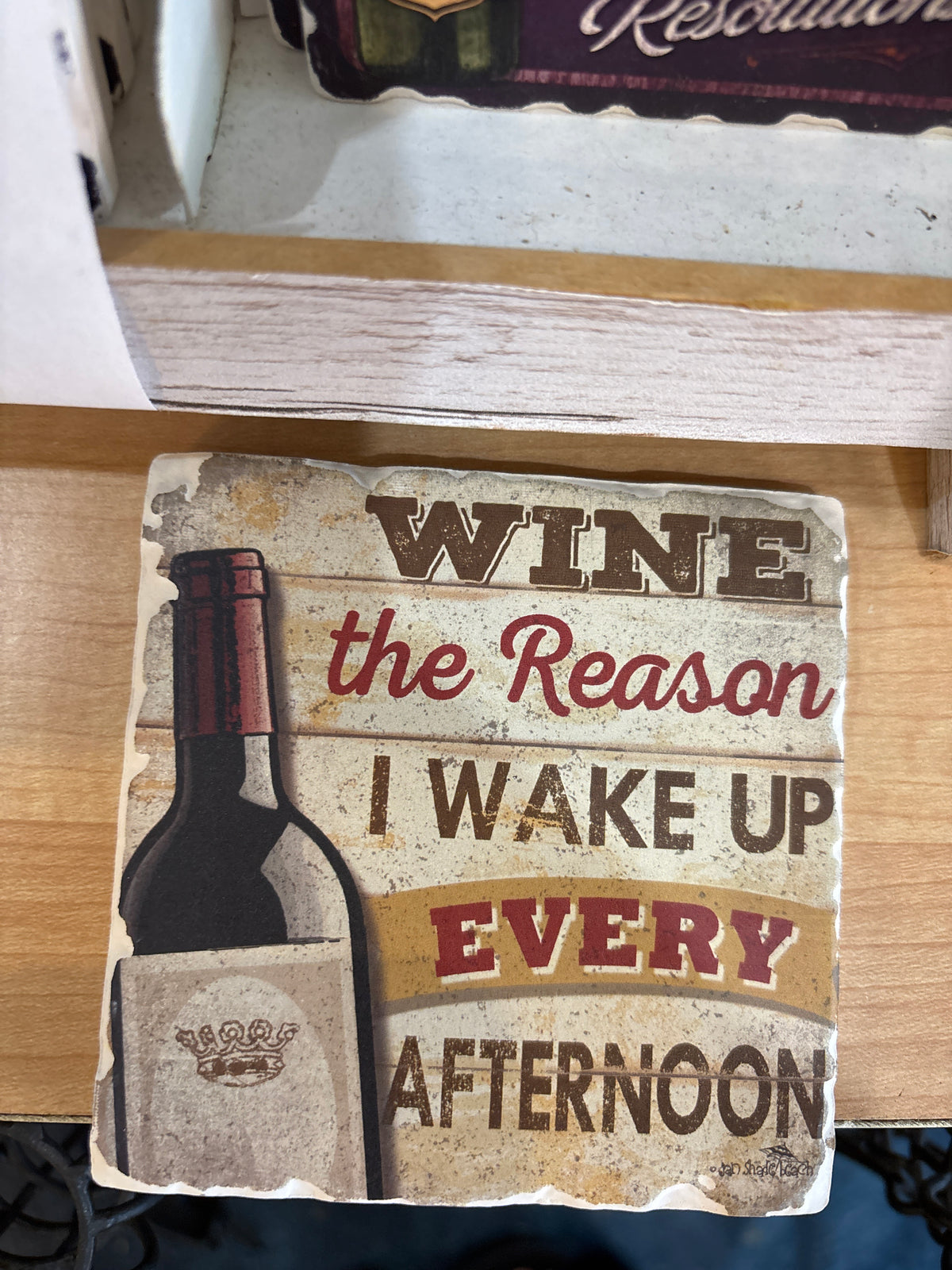 Tumbled tile wine bottle wake