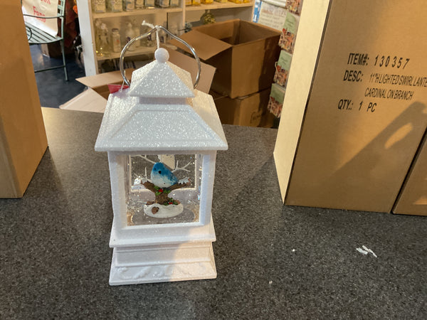 137001 Lighted Swirl Blue Bird Lantern