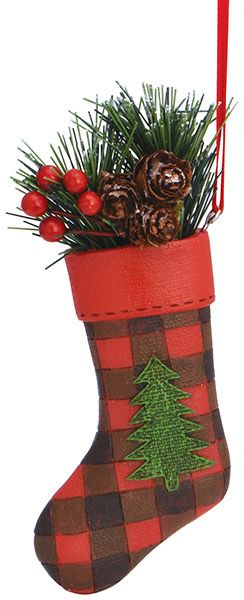 Plaid stocking ornament
