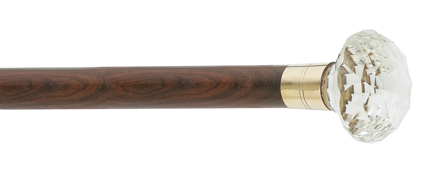 A987 Walking Stick w/ Clear Glass Handle - 36"