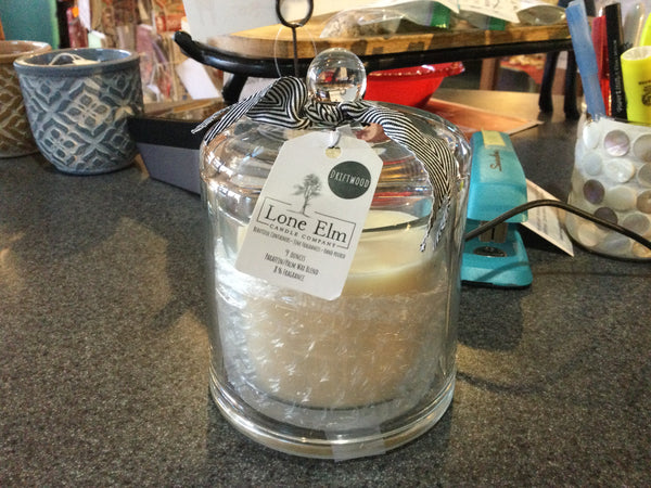 Driftwood glass dome candle