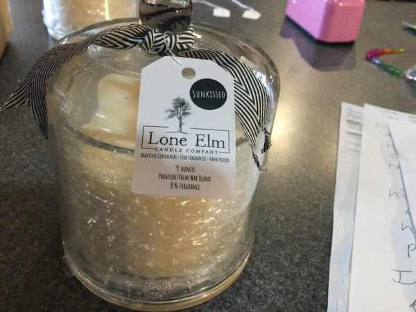 Lone Elm sun kissed glass dome candle