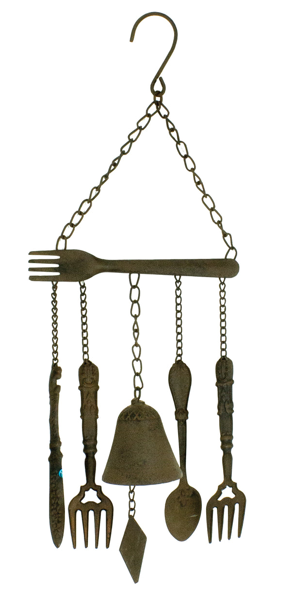 Knife and Fork Cutlery Wind Chime - Antique Bronze
