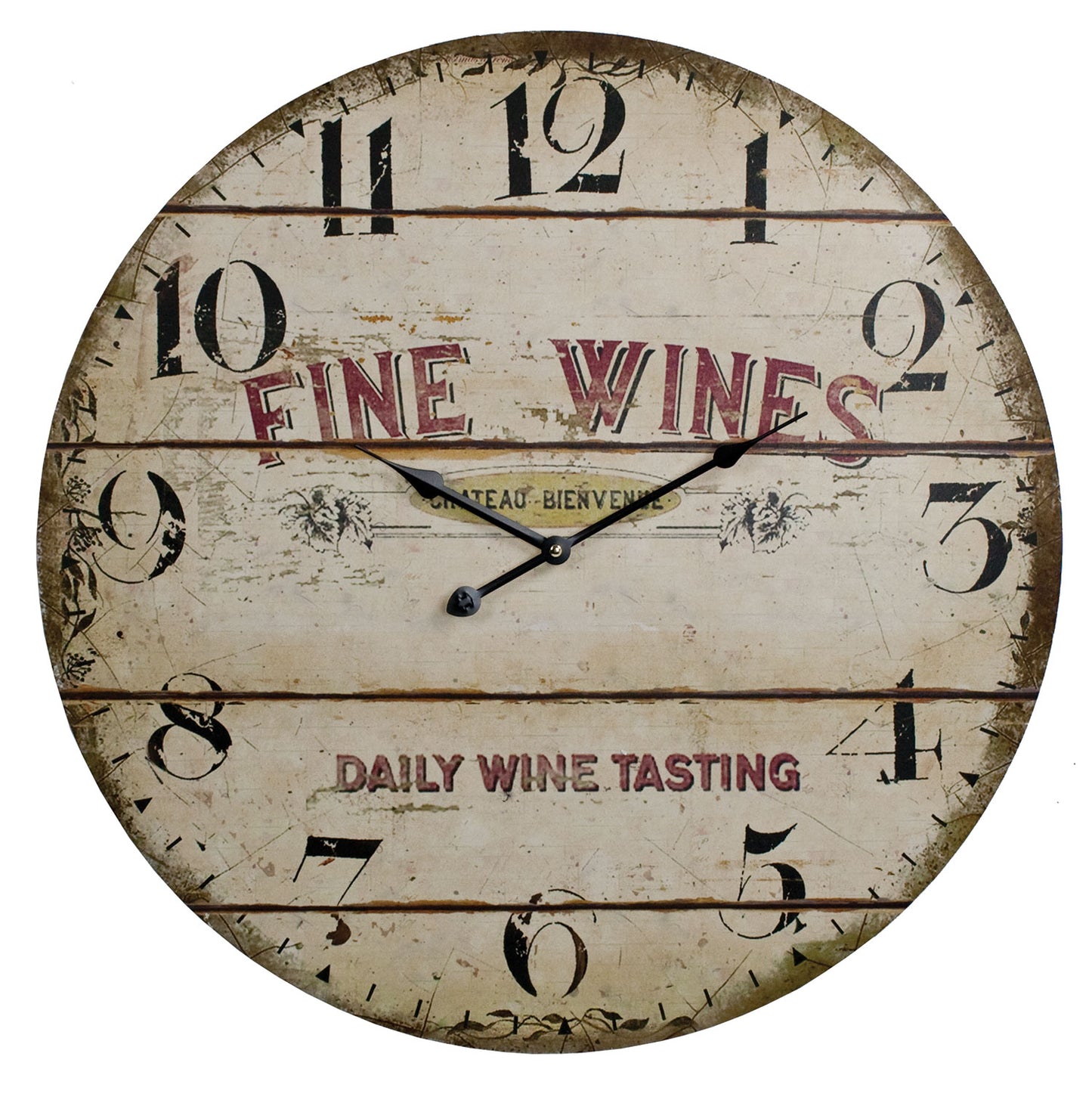 W2329 Fine Wines Clock-23"  Wood
