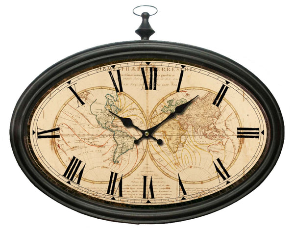 W2355 Oval World Map Clock